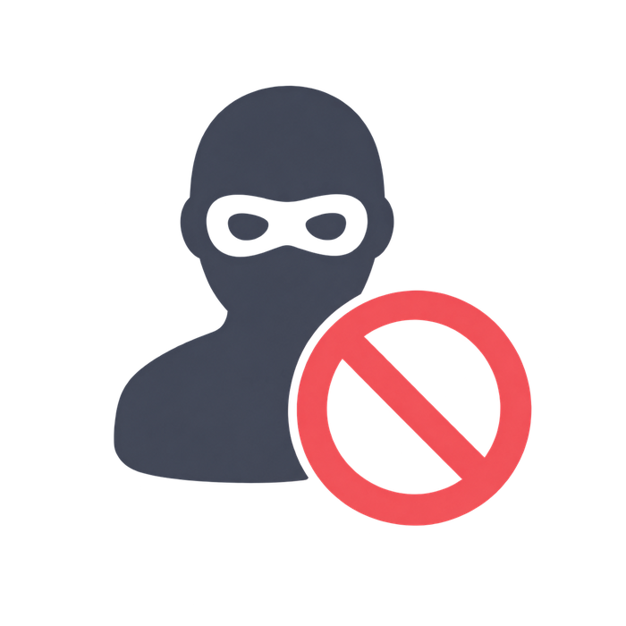 Ilustración de un estafador bloqueado